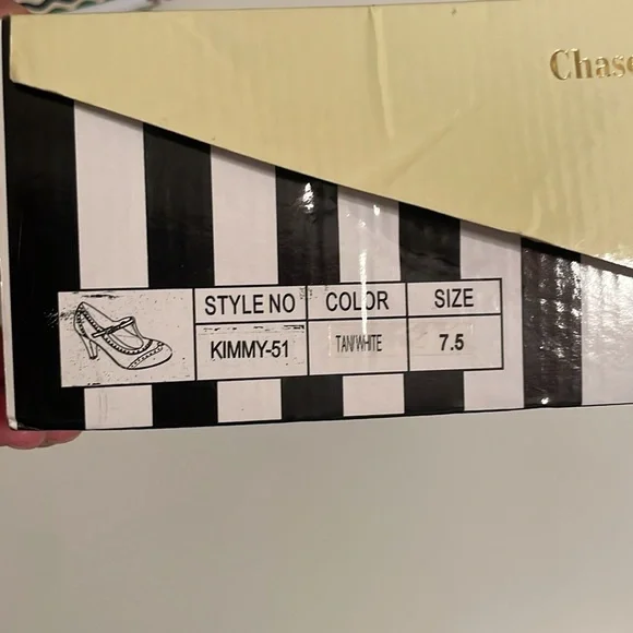 Chase + Chloe Tan and White T-Strap Heels - Picture 8 of 16